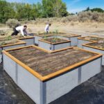 Courtyard style garden - 4 L-shaped beds (smoke gray)